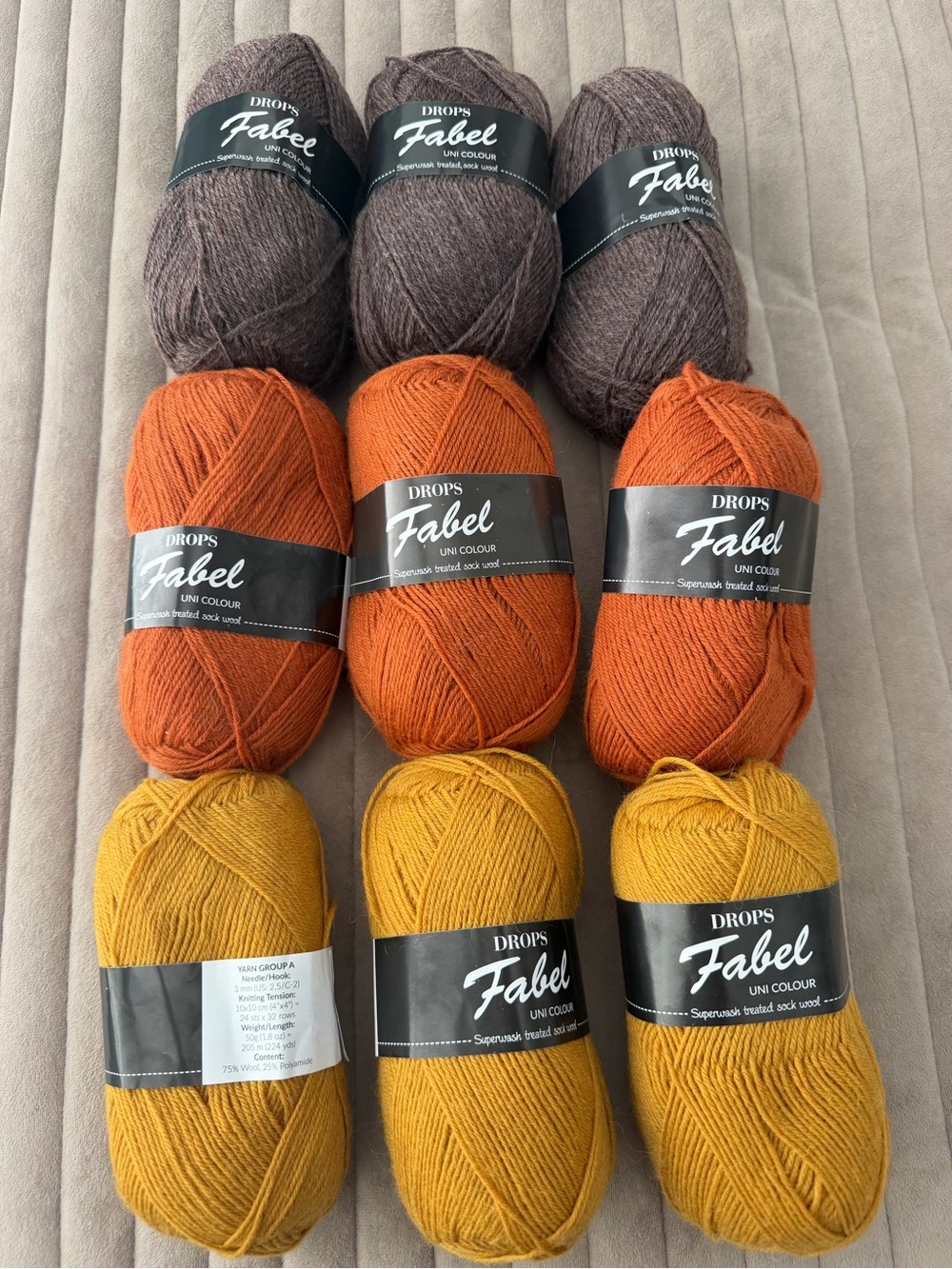 Drops Fabel Yarn Collection - Brown, Orange, Mustard
